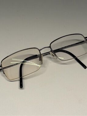 Stylish Rectangle Eyeglass FRAMES ONLY 58-18-150 Shiny Dark Pewter Metal